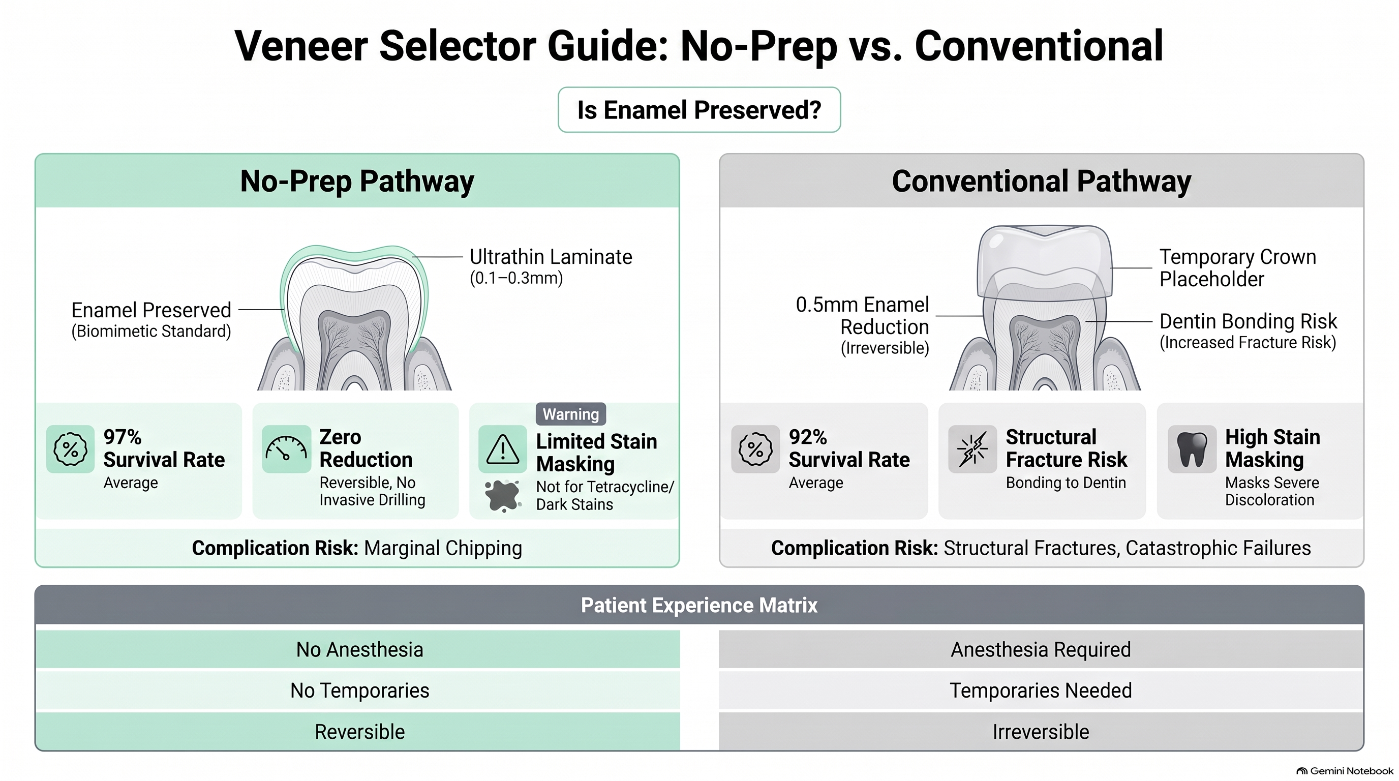 No-prep vs conventional veneer comparison guide